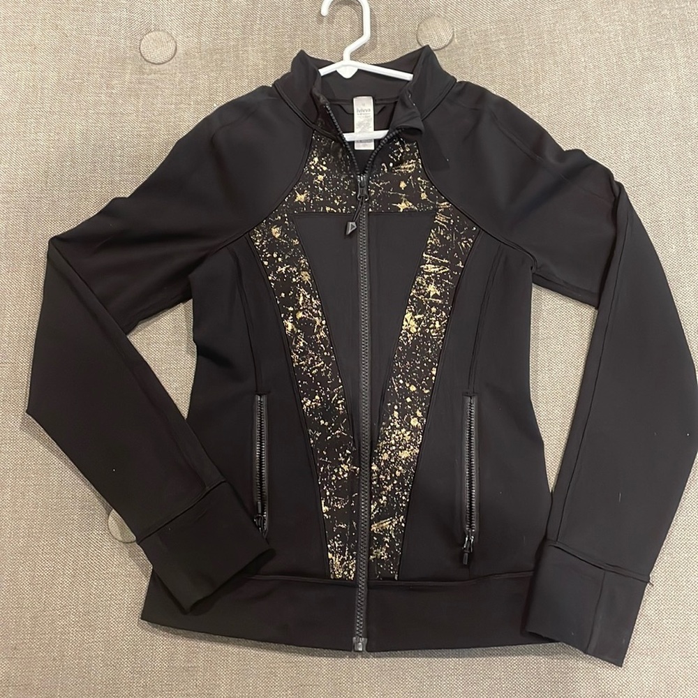 Ivivva Perfect Your Practice jacket, size 12 girls, black and gold zip up